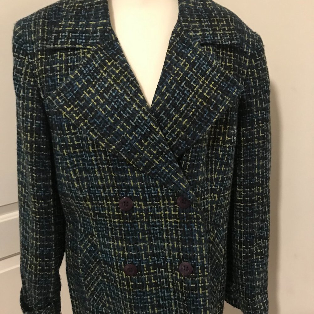 Multi Color Tweed Ladies Blazer Jacket, Two Sided Pockets, Four Button Front